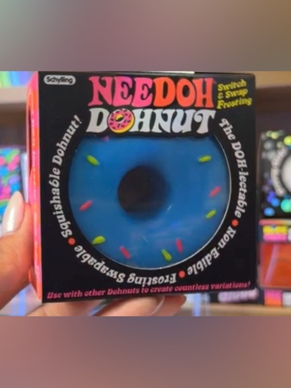 Needoh Donut Blue Squishable Toy with Sprinkles